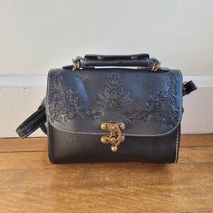 ANNA SUI Black Doctor's Style Embossed Crossbody Bag Black